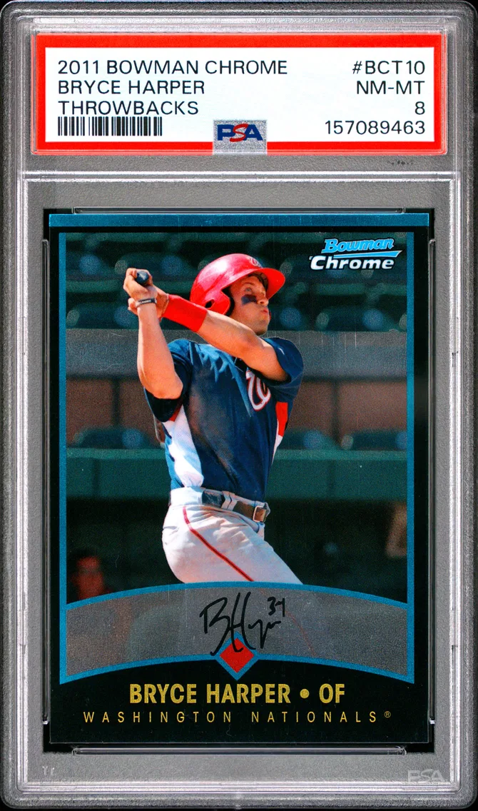 2011 #BCT10 Bryce Harper PSA 8 Bowman Chrome Throwbacks