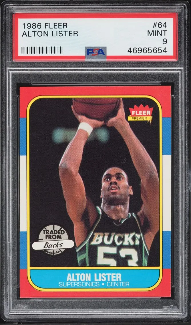 1986 Fleer Basketball Alton Lister #64 PSA 9 MINT