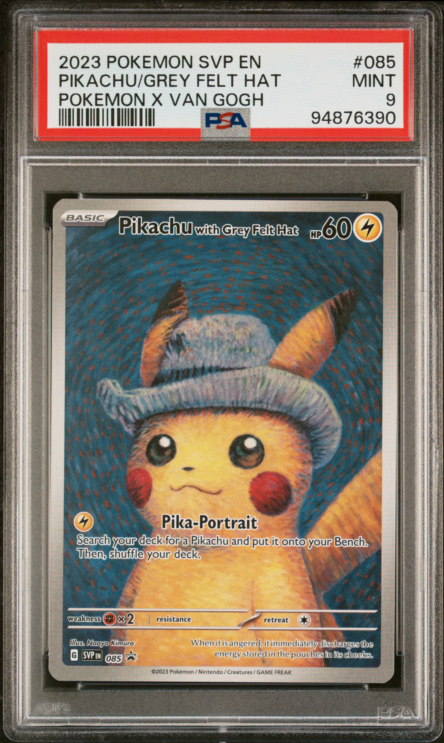 2023 #085 Pikachu With Grey Felt Hat PSA 9 Svp En-Sv Black Star Promo