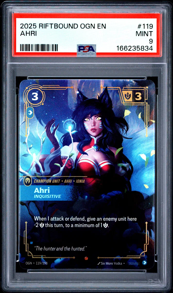 2025 #119 Ahri - Inquisitive PSA 9 Riftbound: League of Legends Ogn-Origins