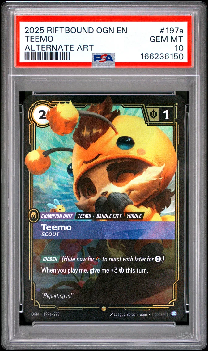 2025 #197a Teemo - Scout PSA 10 Riftbound: League of Legends Ogn-Origins