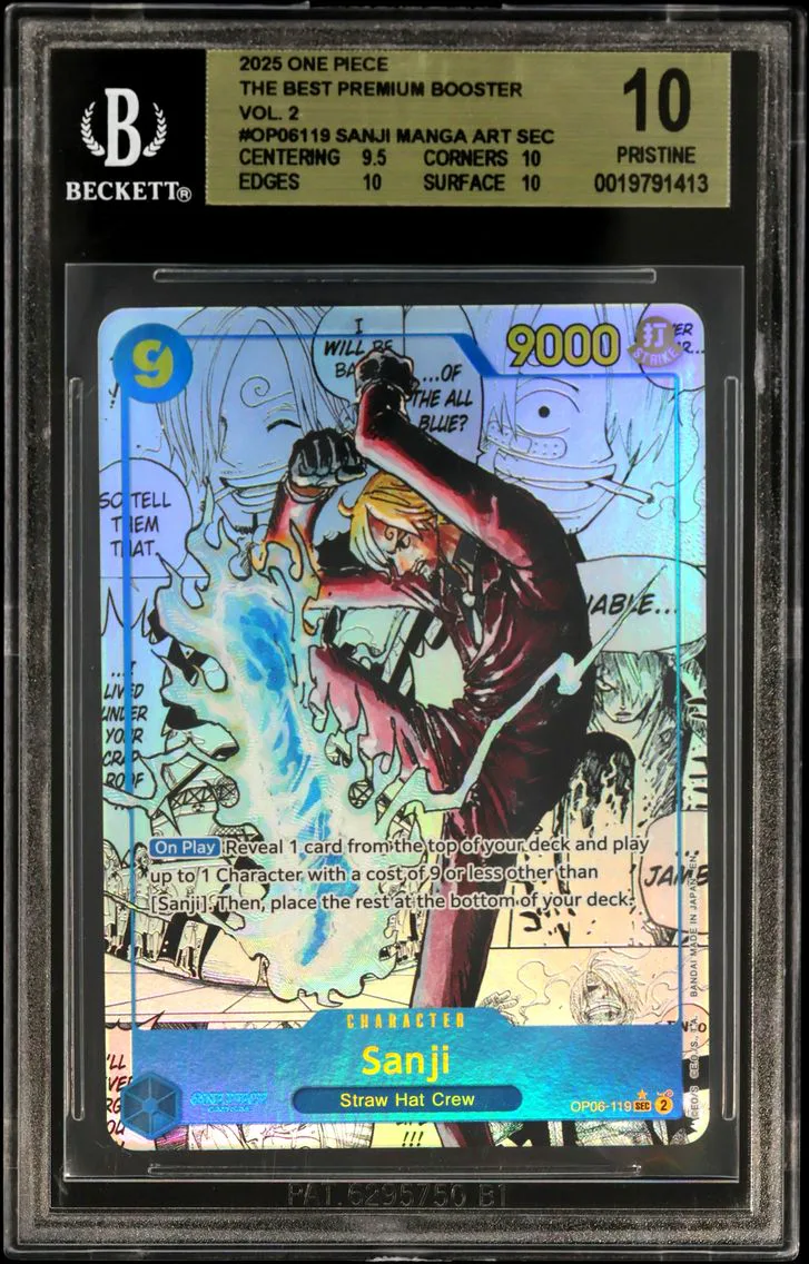 2025 #OP06119 Sanji MANGA ART SEC BGS 10 One Piece Card Game ONE PIECE CARD THE BEST Premium Booster Vol. 2