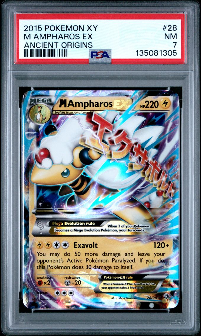 2015 #28 M Ampharos EX PSA 7 XY Ancient Origins Pokemon