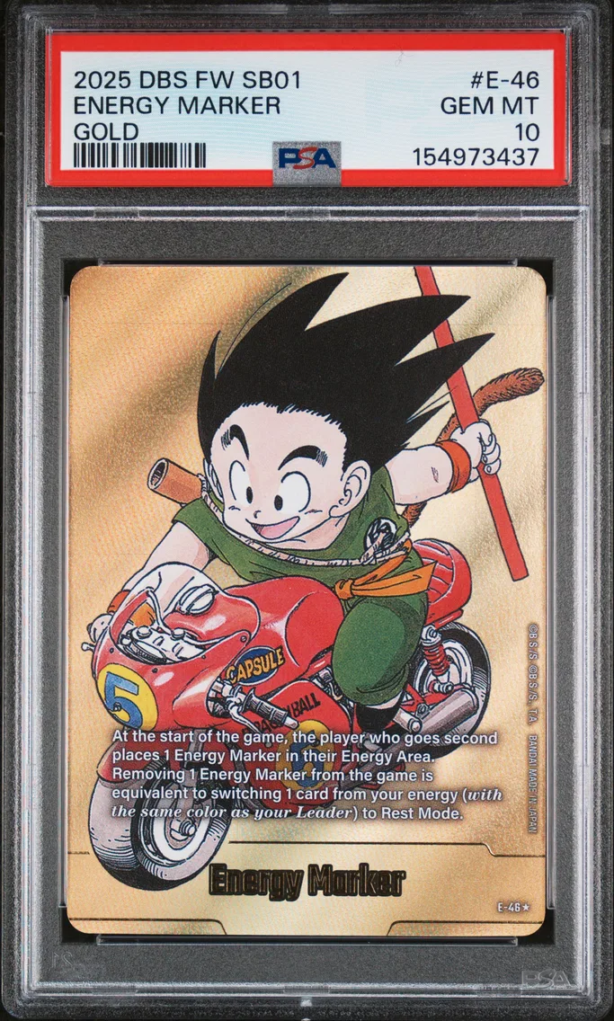 2025 #E-46 Energy Marker PSA 10 Dragon Ball Super Card Game Fusion World Manga Booster 01