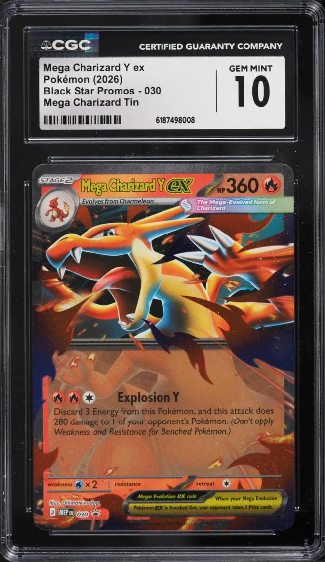 2026 #30 Mega Charizard Y ex CGC 10 Pokemon Mega Evolution Black Star Promo Tin