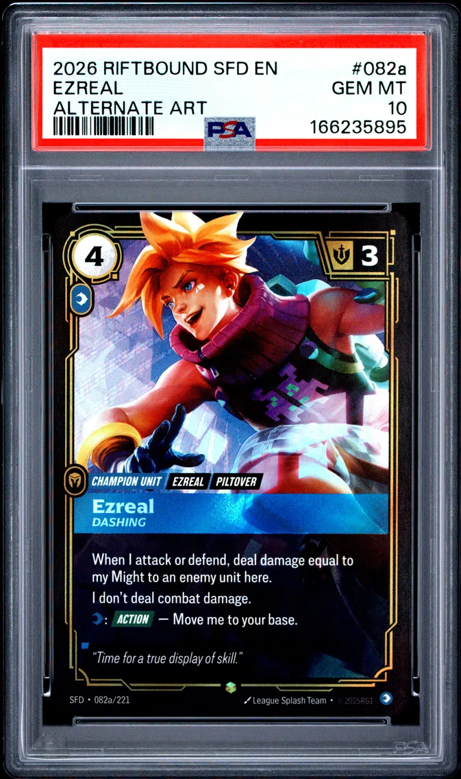 2026 #082a Ezreal - Dashing PSA 10 Riftbound: League of Legends Sfd-Spiritforged