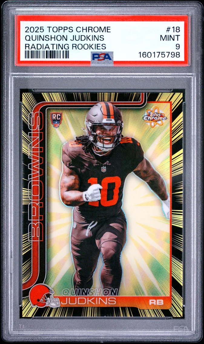 2025 #18 Quinshon Judkins PSA 9 Topps Chrome Radiating Rookies