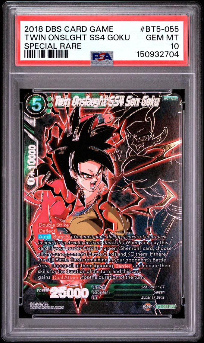 2018 #BT5-055 Twin Onslaught SS4 Son Goku PSA 10 Dragon Ball Super Card Game Series 5 Miraculous Revival