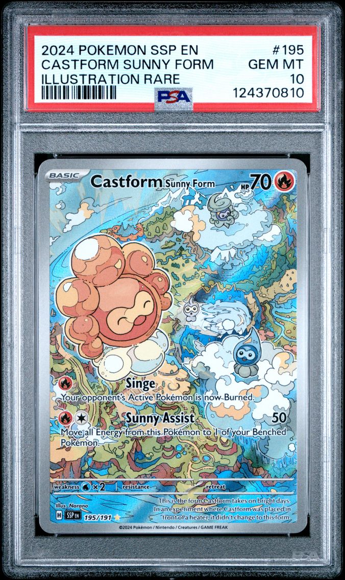 2024 #195 Castform Sunny Form PSA 10 Ssp EN-Surging Sparks