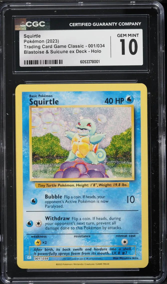 2023 #001 Squirtle CGC 10 Clb-Trading Card Game Classic Blastoise & Suicune EX Deck Pokemon