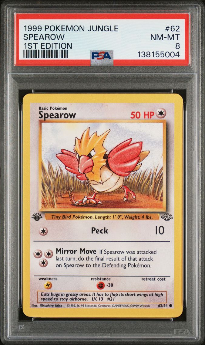 1999 #62 Spearow 1st Edition PSA 8 Jungle Pokemon