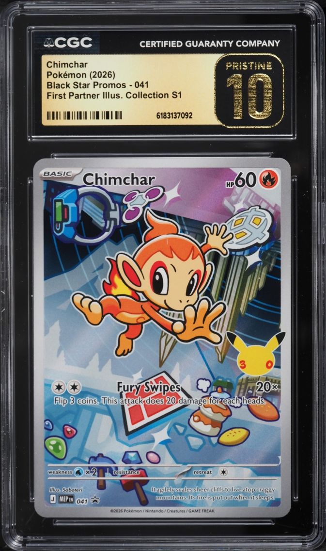 2026 Pokemon Mega Evolution Promo First Partner Illustration S1 Full Art Chimchar #41 CGC 10