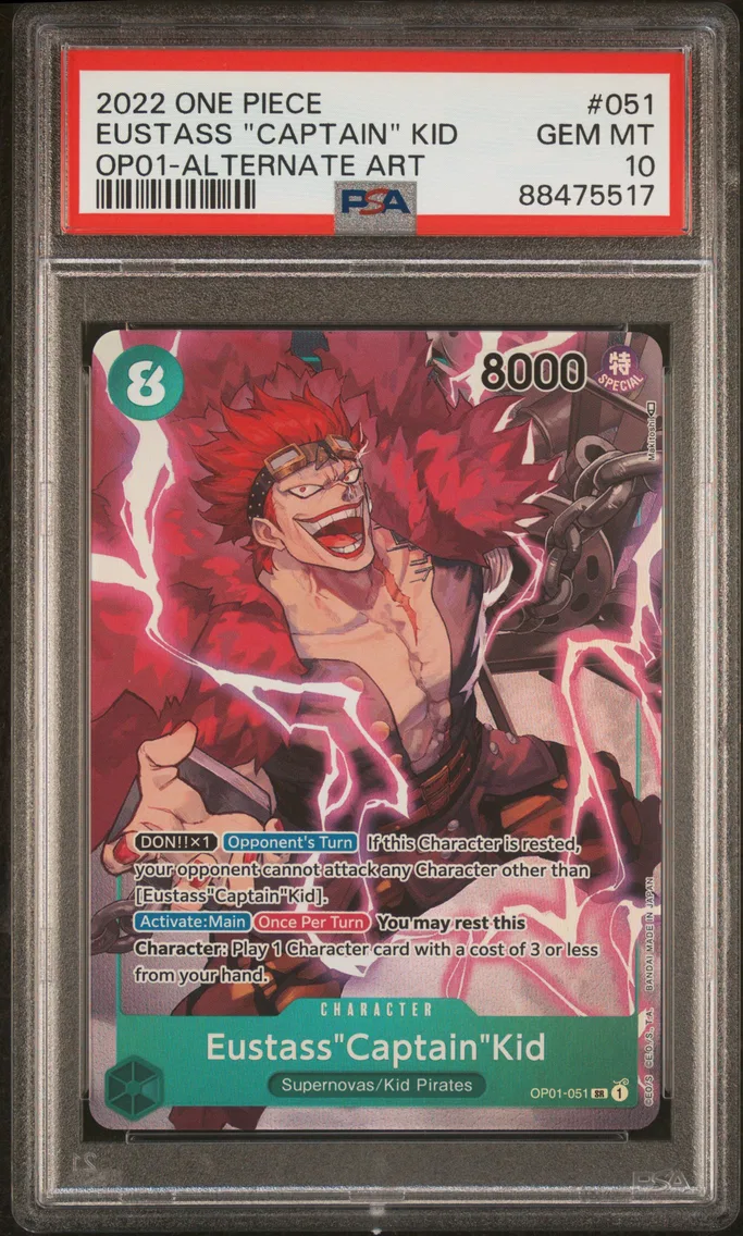 2022 #051 Eustass "Captain" Kid PSA 10 One Piece OP01-Romance Dawn
