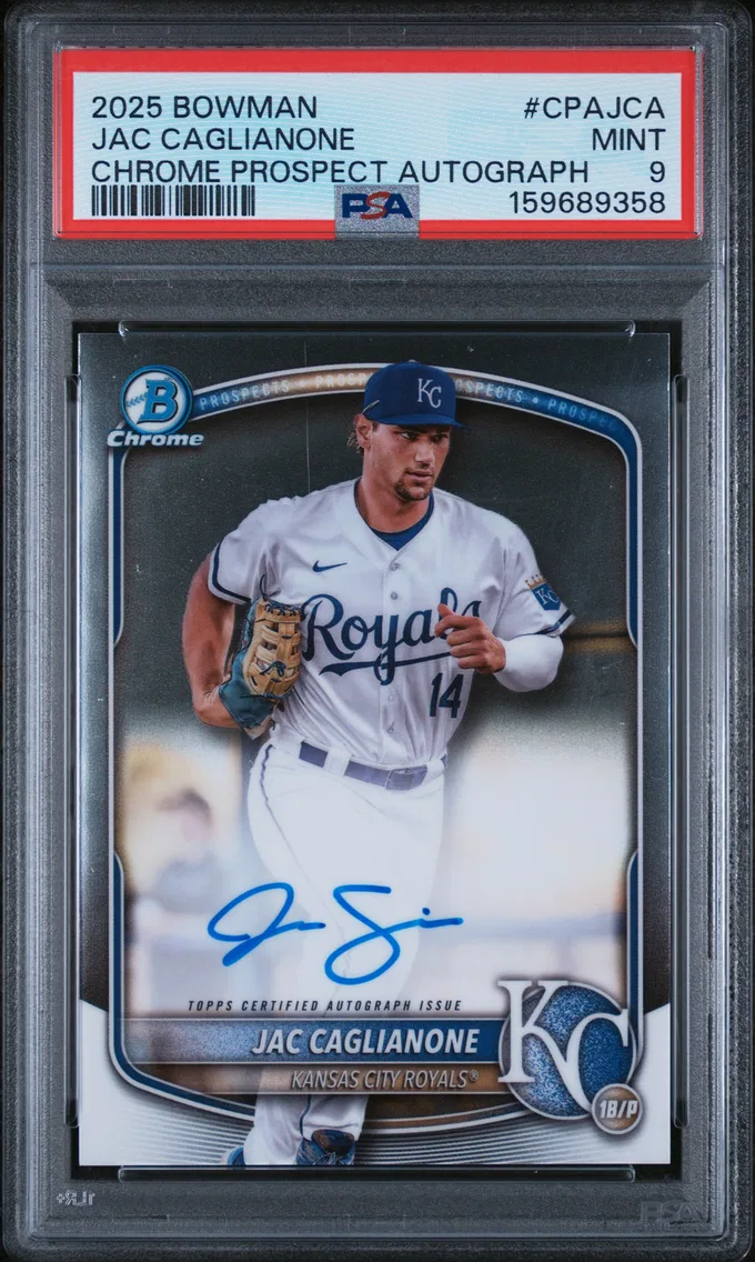 2025 #CPAJCA Jac Caglianone PSA 9 Bowman Chrome Prospect Autographs
