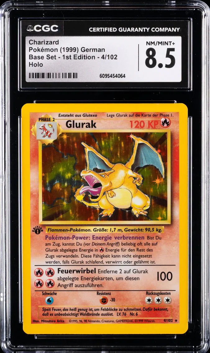 1999 #4 Glurak-Holo 1st Edition CGC 8.5 German Pokemon