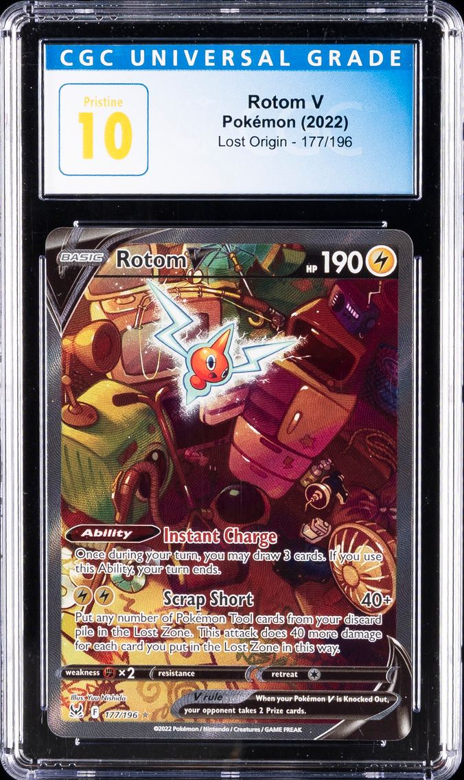 2022 #177 Full Art/Rotom V CGC 10 Pristine Sword & Shield Lost Origin Pokemon