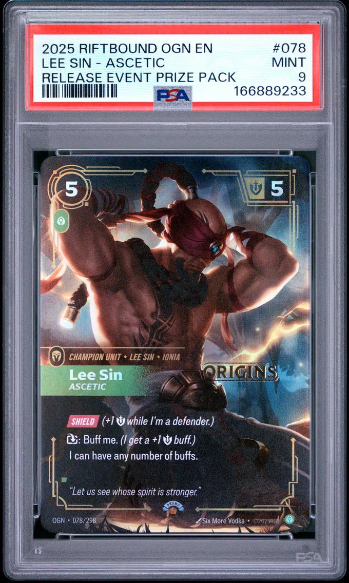2025 #078 Lee Sin - Ascetic PSA 9 Riftbound: League of Legends Ogn-Origins