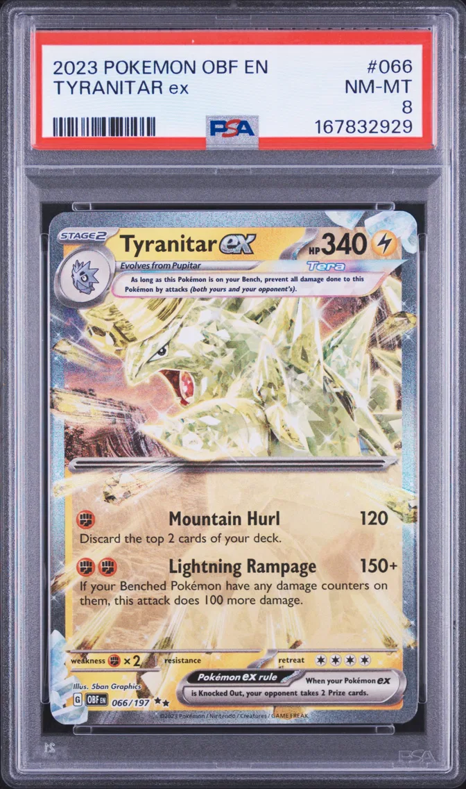 2023 #066 Tyranitar EX PSA 8 Obf EN-Obsidian Flames
