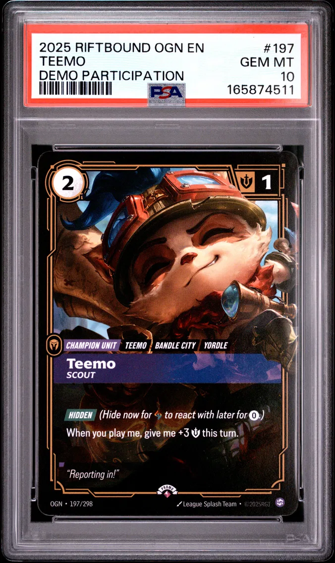 2025 #197 Teemo - Scout PSA 10 Riftbound: League of Legends Ogn-Origins