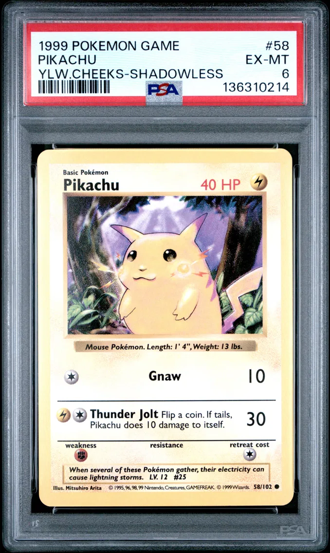 1999 #58 Pikachu PSA 6 Game