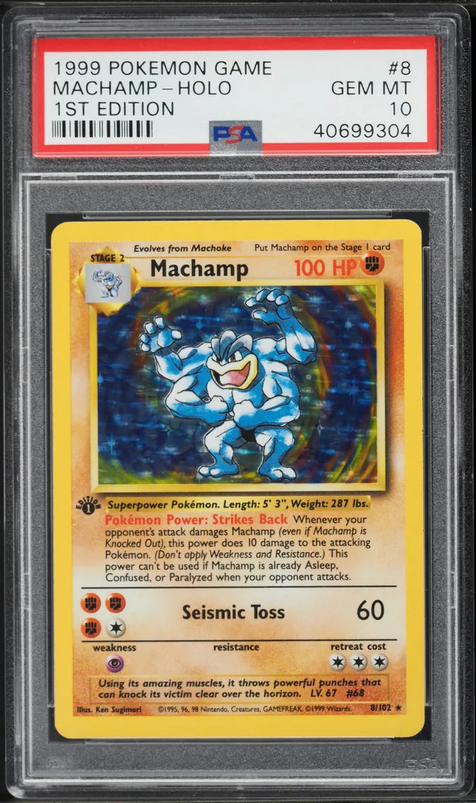 1999 #8 Machamp-Holo 1st Edition PSA 10 Game Pokemon