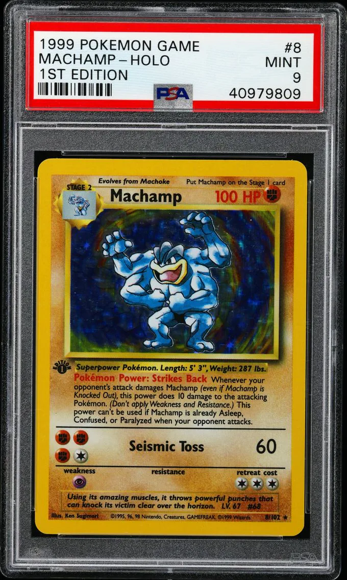 1999 #8 Machamp-Holo 1st Edition PSA 9 Game