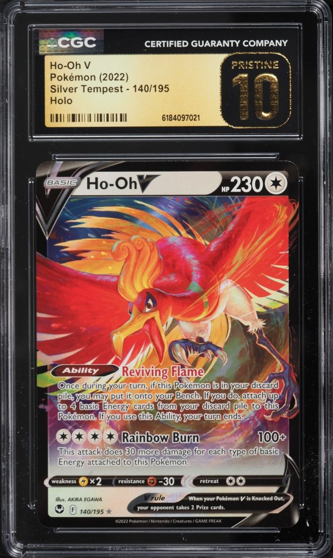 2022 #140 Ho-Oh V CGC 10 Pokemon Sword & Shield Silver Tempest Holo
