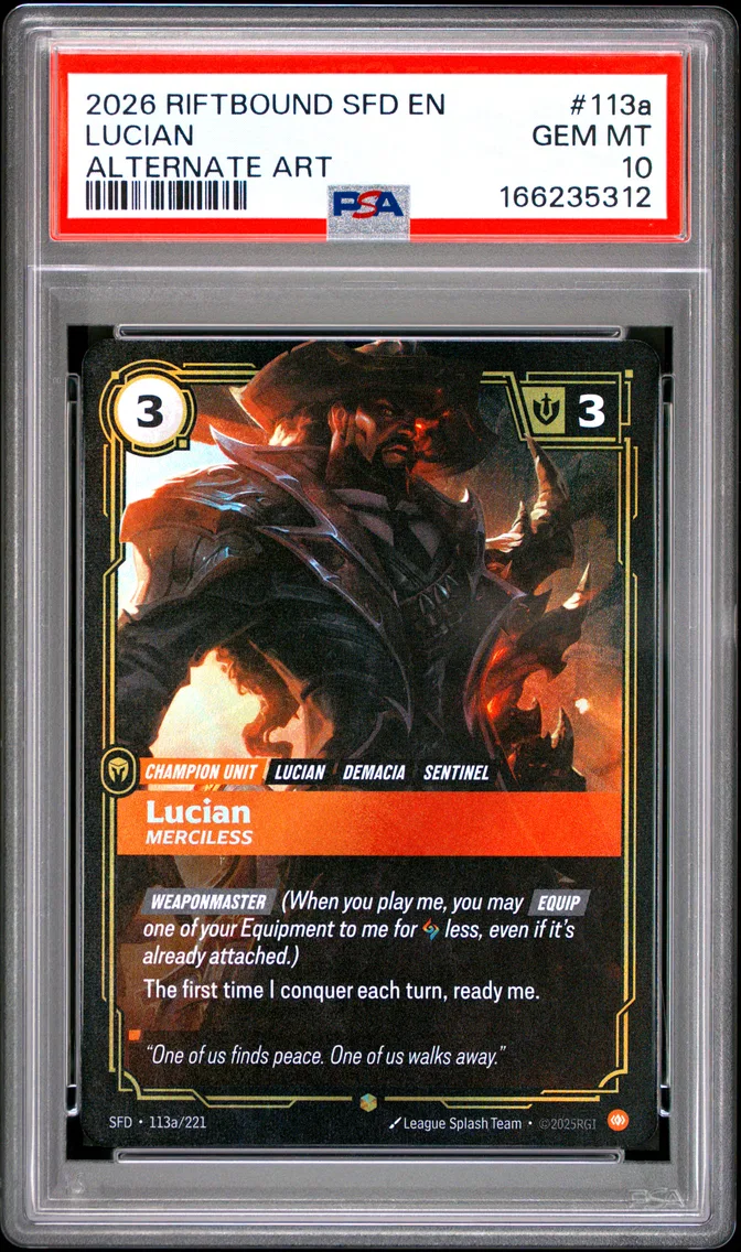 2026 #113a Lucian - Merciless PSA 10 Riftbound: League of Legends Sfd-Spiritforged