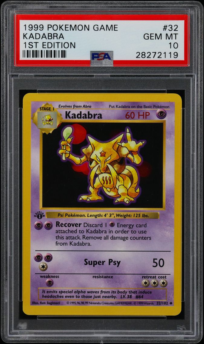 1999 #32 Kadabra 1st Edition PSA