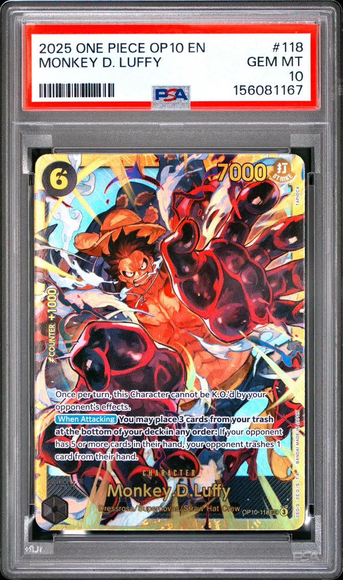 2025 #118 Monkey D. Luffy PSA 10 One Piece OP10-Royal Blood