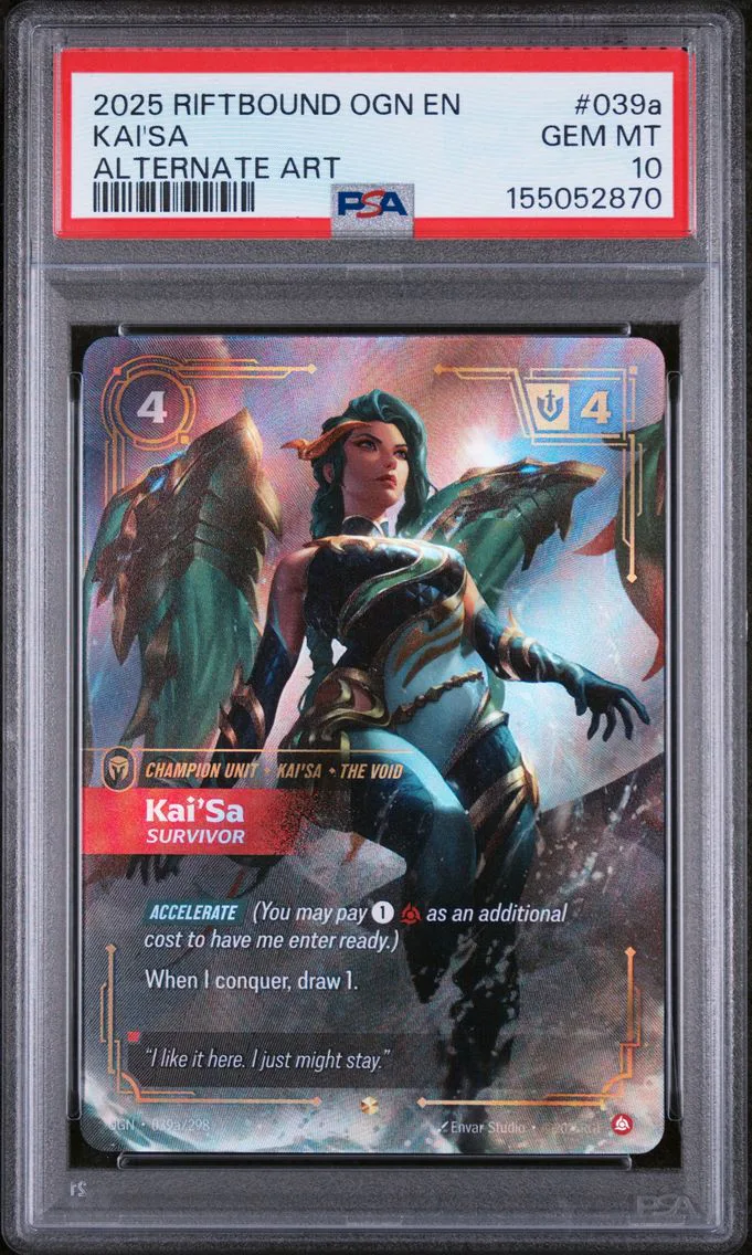 2025 #039a Kai'SA - Survivor PSA 10 Riftbound: League of Legends Ogn-Origins