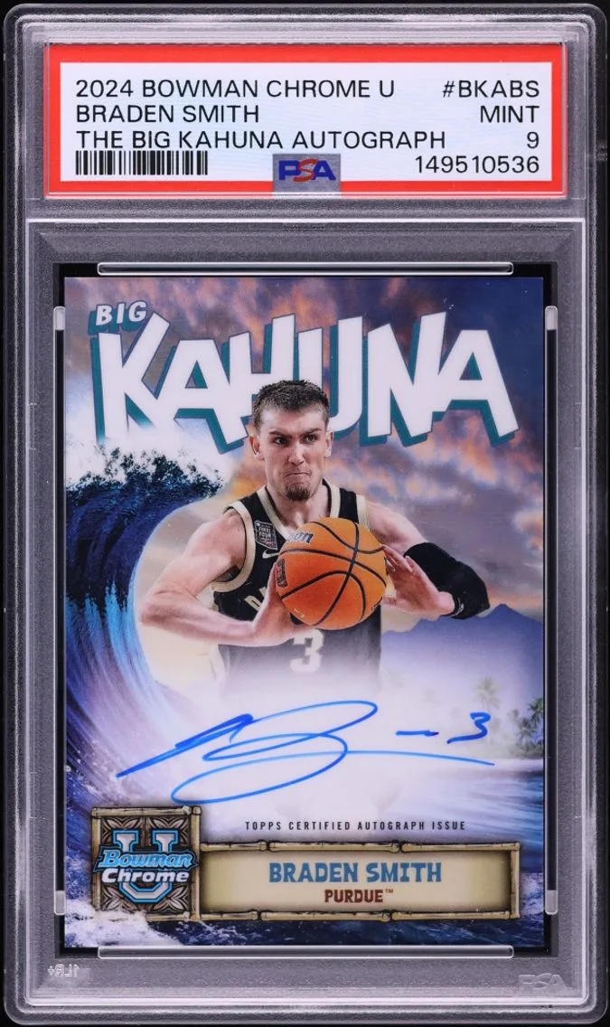 2024 Bowman Chrome University The Big Kahuna Braden Smith ROOKIE AUTO #BKA-BS PSA 9 MINT