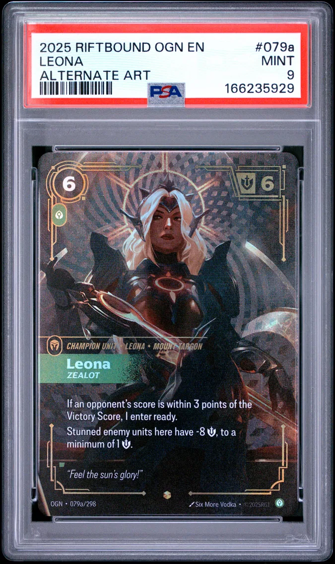 2025 #079a Leona - Zealot PSA 9 Riftbound: League of Legends Ogn-Origins