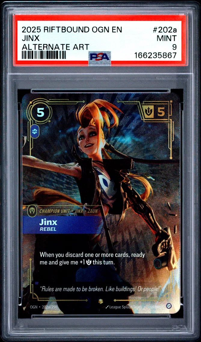 2025 #202a Jinx - Rebel PSA 9 Riftbound: League of Legends Ogn-Origins