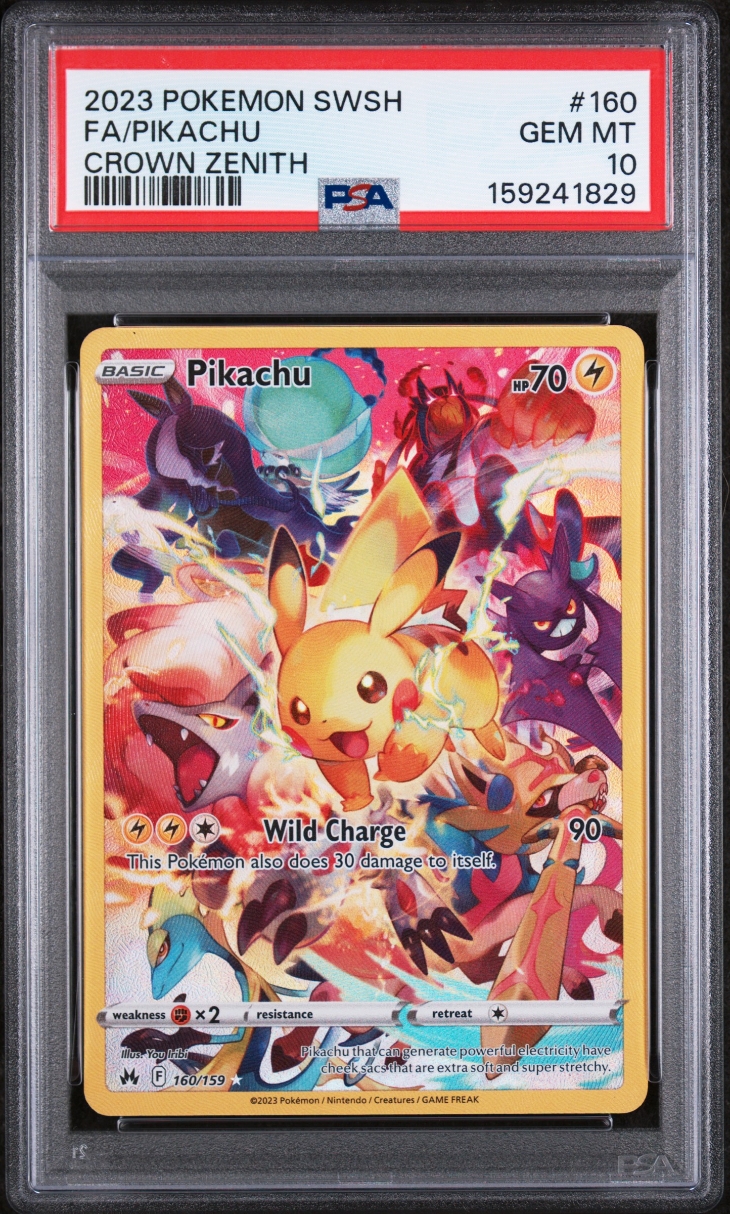 2023 #160 Full Art/Pikachu PSA 10 Sword And Shield Crown Zenith