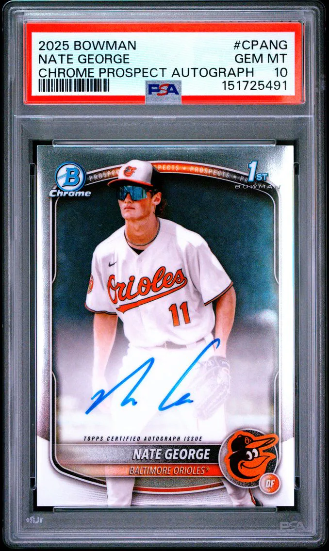 2025 #CPANG Nate George PSA 10 Bowman Chrome Prospect Autographs
