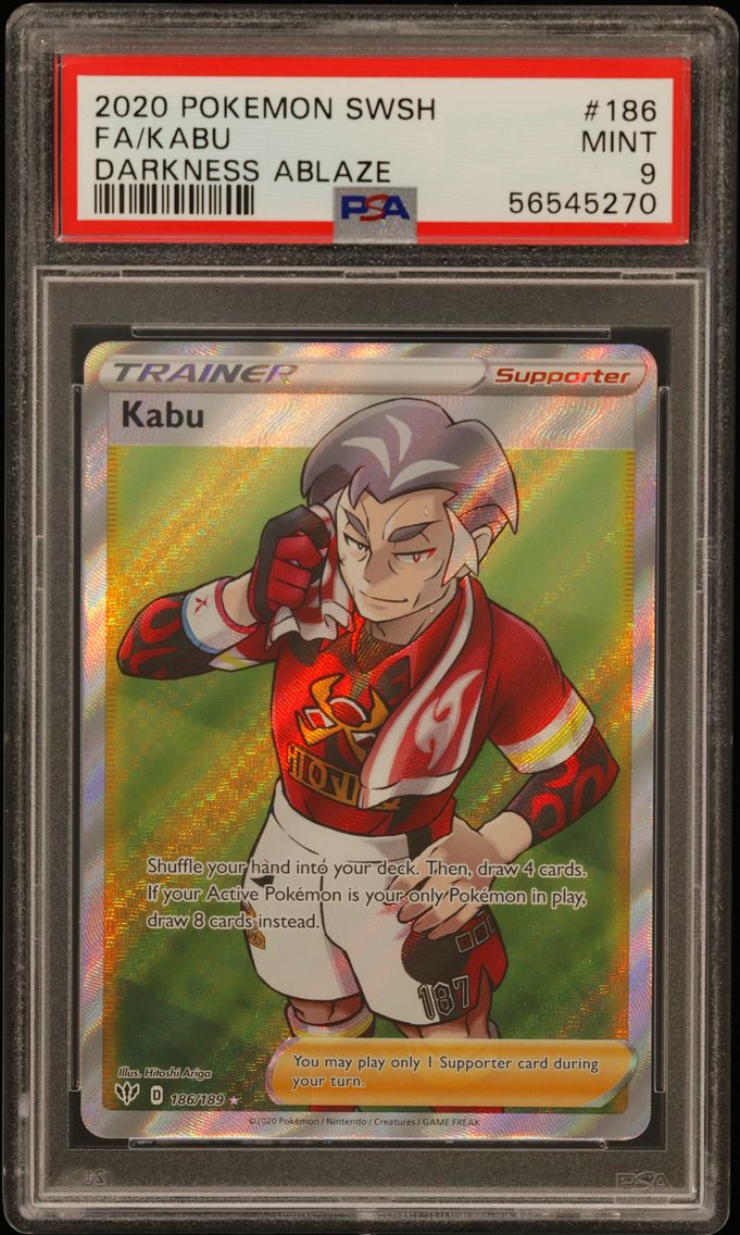 2020 #186 Full Art/Kabu PSA 9 Sword & Shield Darkness Ablaze