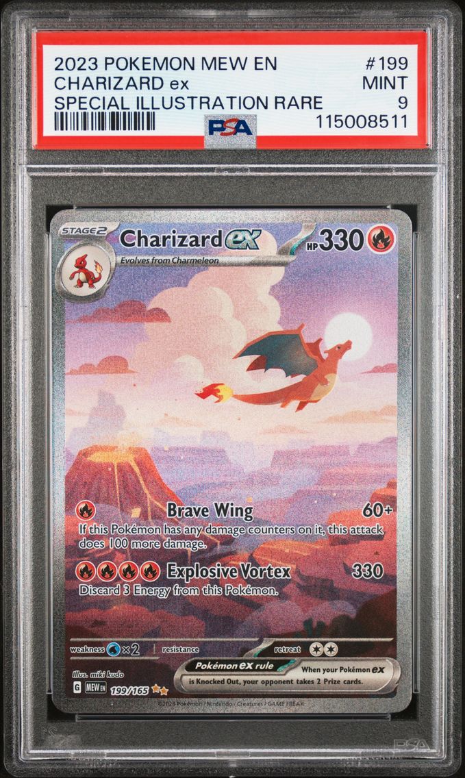 2023 #199 Charizard EX PSA 9 Mew EN-151