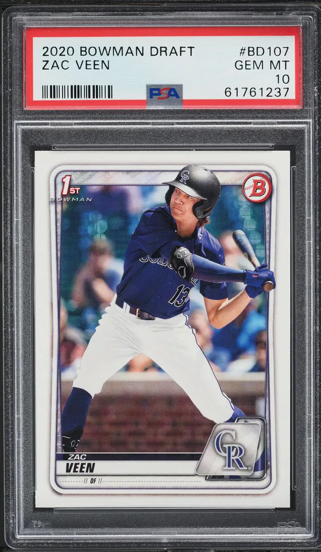 2020 Bowman Draft Zac Veen PROSPECT #BD-107 PSA 10 GEM MINT