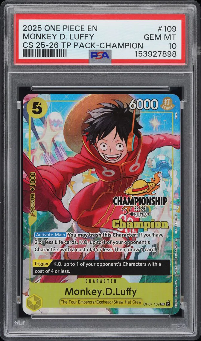 2025 #109 Monkey D. Luffy PSA 10 One Piece Championship 25-26 Top Player Pack