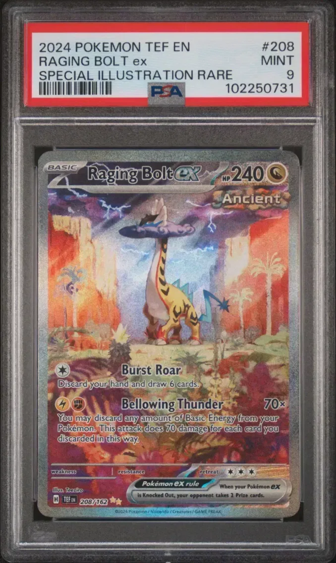 2024 Pokemon Tef EN-Temporal Forces Raging Bolt EX Tef EN-Temporal Forces #208 PSA 9