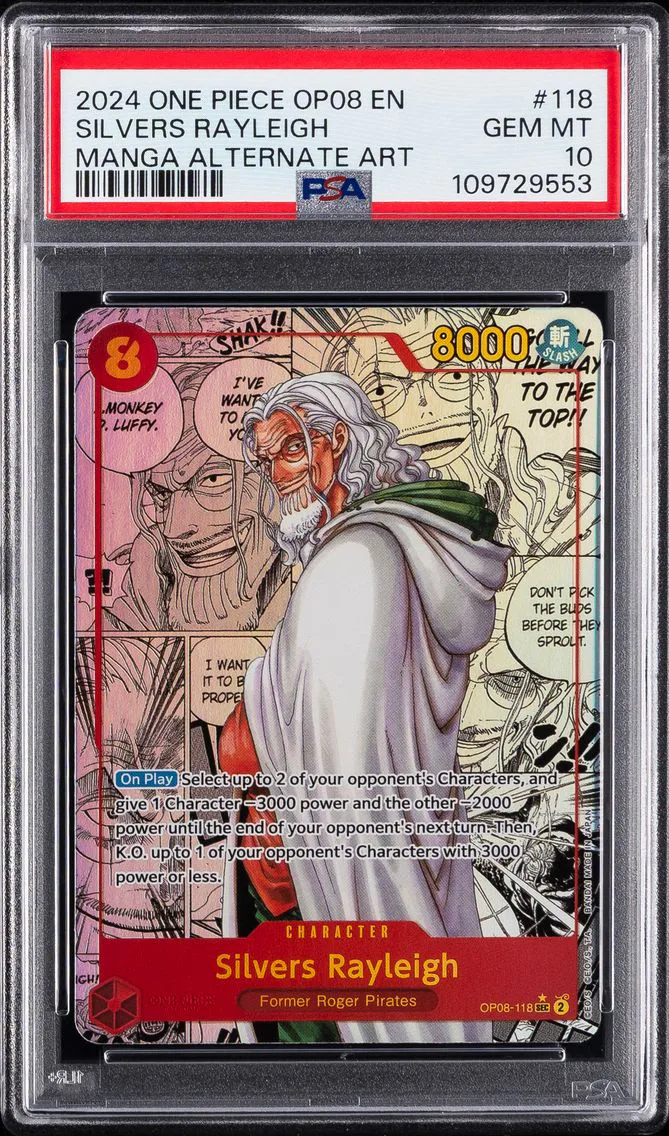 2024 #118 Silvers Rayleigh PSA 10 One Piece OP08-Two Legends Pokemon