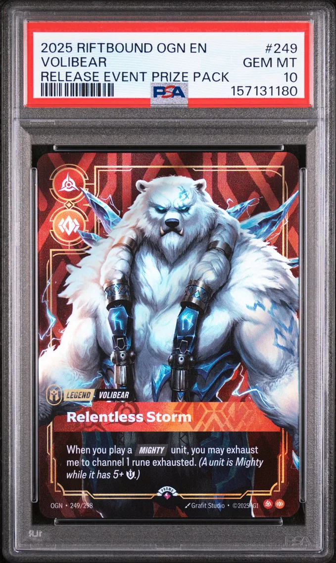 2025 #249 Volibear - Relentless Storm PSA 10 Riftbound: League of Legends Ogn-Origins