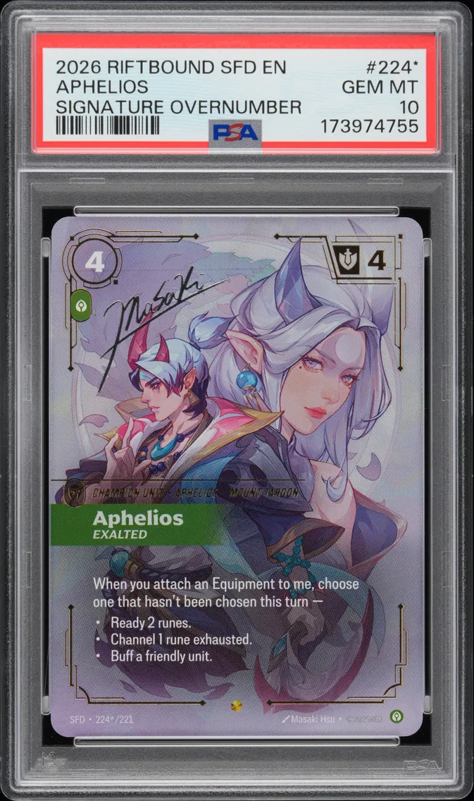 2026 #224* Aphelios - Exalted PSA 10 Riftbound: League of Legends Sfd-Spiritforged