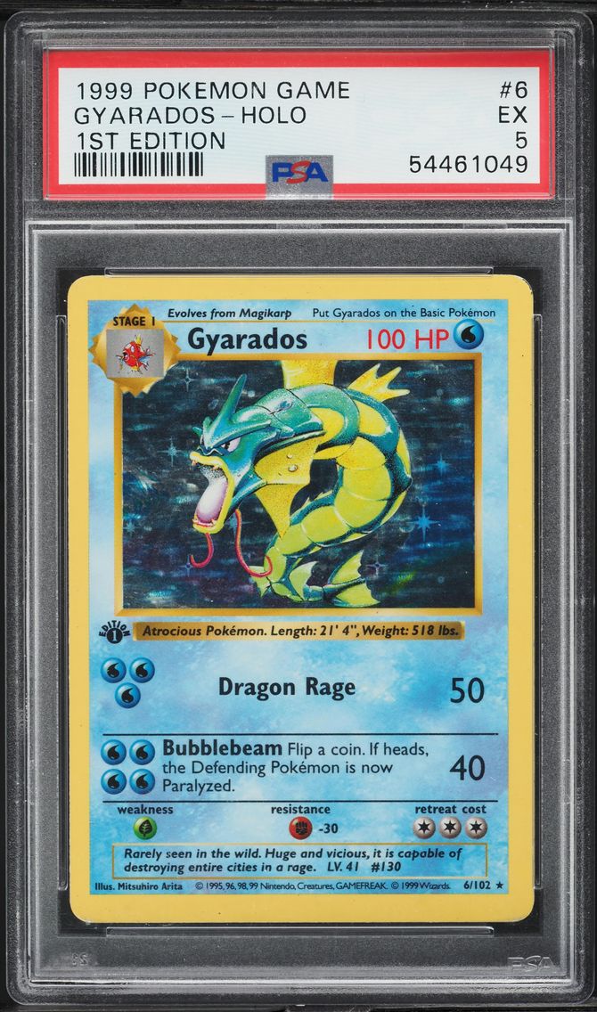 1999 #6 Gyarados-Holo 1st Edition PSA 5 Game Pokemon