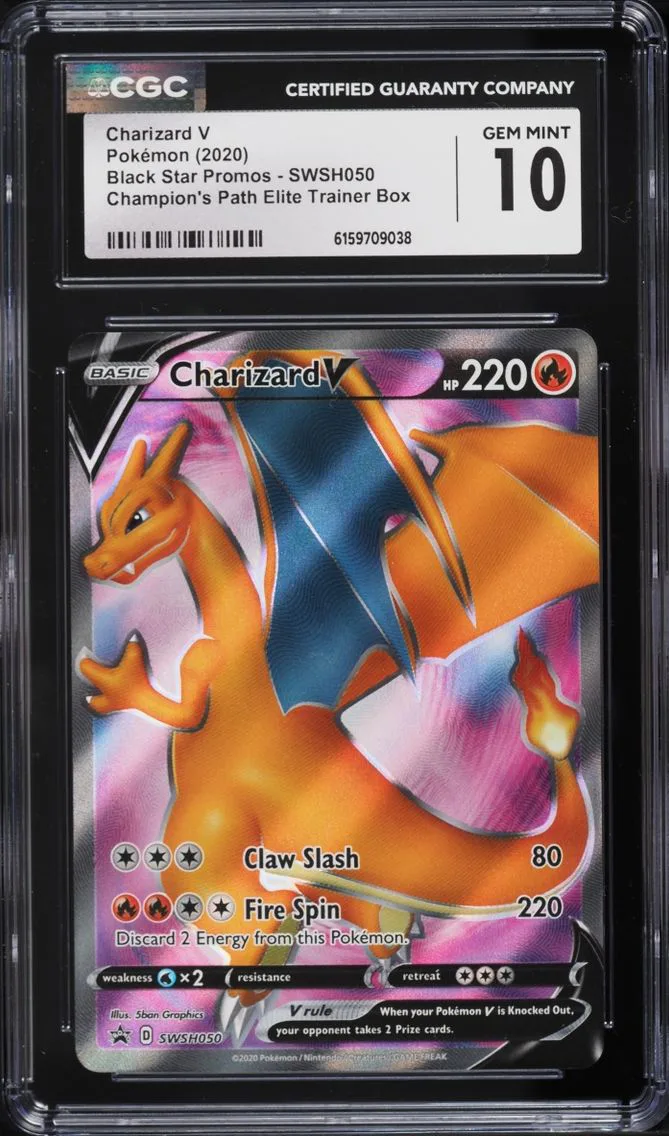 2020 Pokemon Sword & Shield Promo Champion's Path ETB Full Art Charizard V #SWSH050 CGC 10 GEM