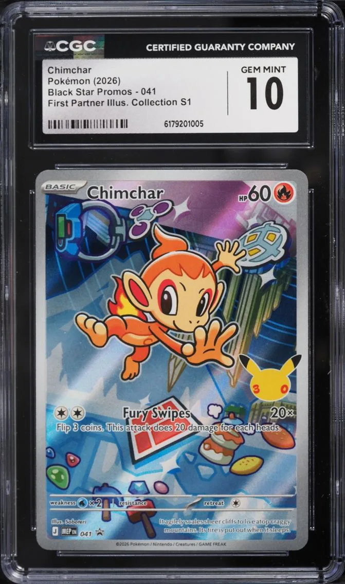 2026 Pokemon Mega Evolution Promo First Partner Illustration S1 Full Art Chimchar #41 CGC 10