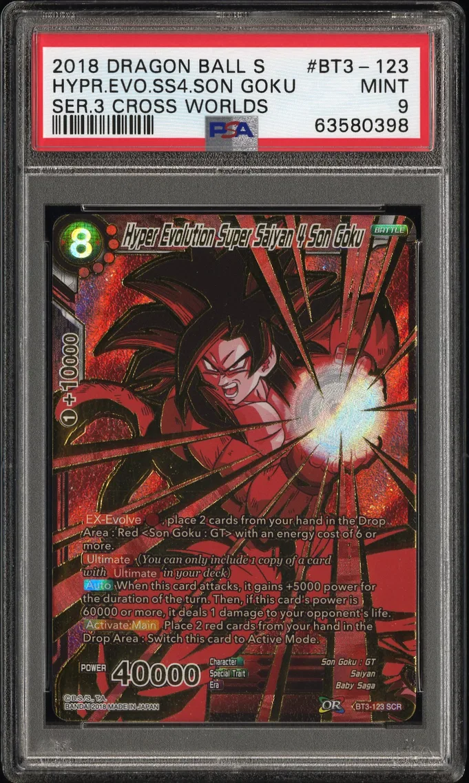 2018 #BT3-123 Hyper Evolution Super Saiyan 4 Son Goku PSA 9 Dragon Ball Super Card Game Series 3 Cross Worlds