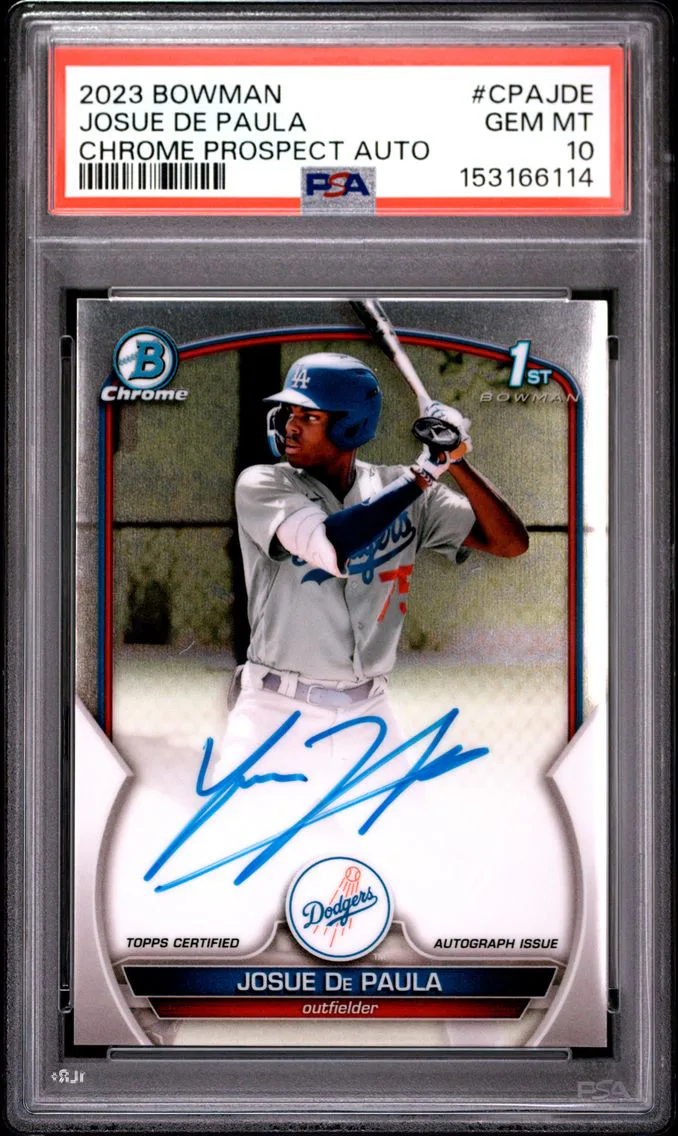 2023 #CPAJDE Josue de Paula PSA 10 Bowman Chrome Prospect Autographs