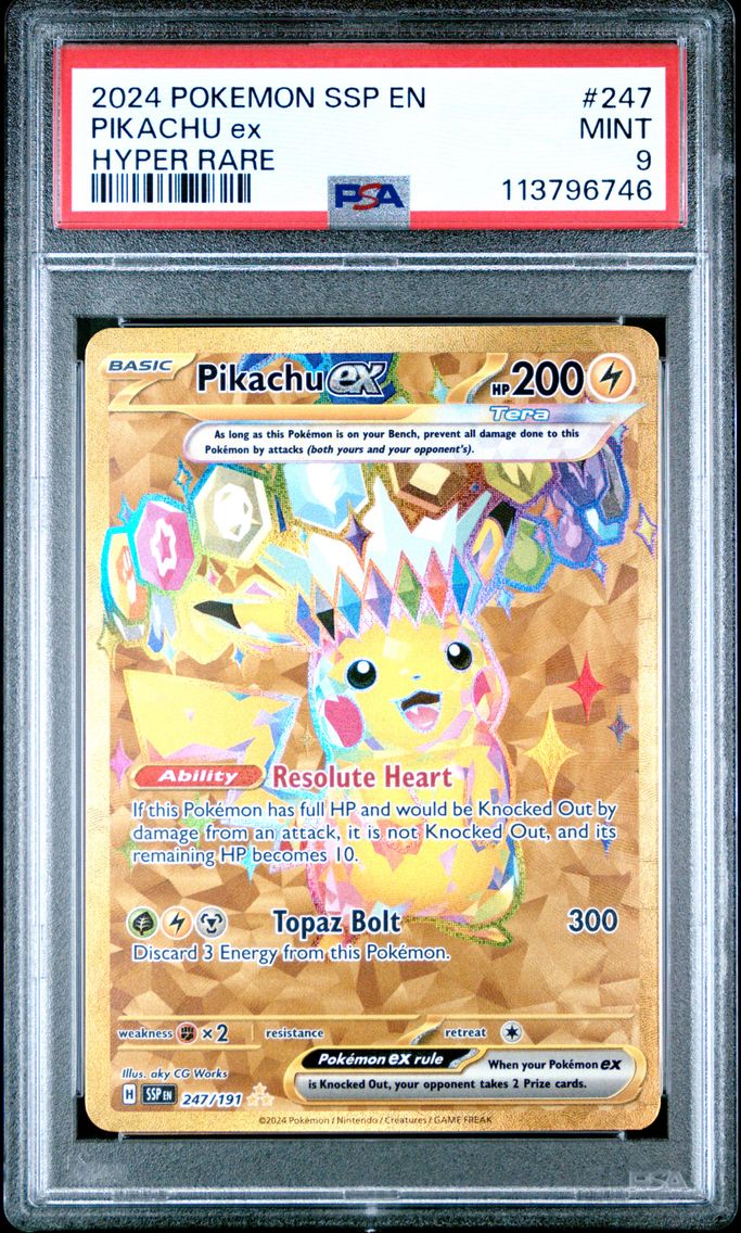 2024 #247 Pikachu EX PSA 9 Ssp EN-Surging Sparks